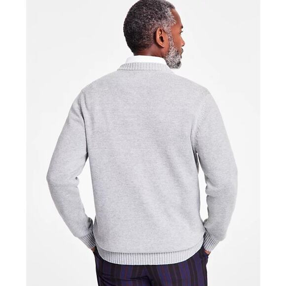 Club Room Men's Jacquard Crewneck Reindeer Graphic Sweater Gray Size Large NWOT - Picture 2 of 11